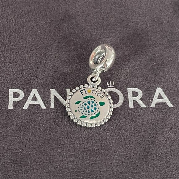 Pandora Florida Turtle Dangle Charm Travel Pendant S925 Sterling silver Jewelry - Picture 2 of 4